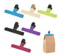 Satiskid 6Pcs Bag Clips for Food Storage, Reusable Multicoloured Food Sealing Clips for Snacks Coffee Chip Bags Home Kitchen Office Camping (Large Size)