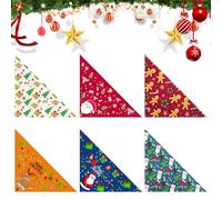 Satiskid 6Pcs Christmas Dog Bandanas Reversible Triangle Bibs Washable Christmas Dog Costumes Adjustable Neckerchie with Christmas Pattern for Cats Dogs (Santa Claus and elk pattern)