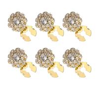 Satiskid 6pcs Rhinestone Button Covers, Gold Base White Diamond Detachable Snap-On Clips, 22MM Decorative Jewelry Buttons for Blouses Dresses, No-Sew Cufflink Style Fashion Accessories