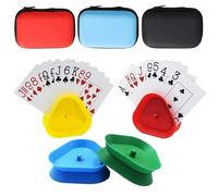 Satiskid 7 Pcs Playing Card Storage Set, 4 Pcs Triangle Plastic Card Game Holder and 3 PCS Playing Storage Box, Cards Games Accessory for Poker Parties, Family Cards Game