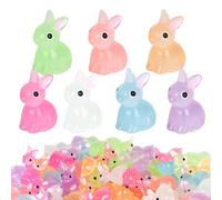 Satiskid 70 PCS Luminous Bunny Figurines, Colorful Glow in the Dark Rabbit, Easter Miniature Rabbit Figurines, Home Garden Rabbit Ornaments, Micro Landscape Bunny Decoration