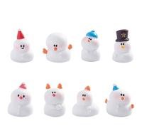 Satiskid 8 PCS Christmas Snowmen Figurines, Miniature Snowman Ornaments, Mini Resin Snowmen Figures, Micro Landscape Ornaments for Fairy Garden Doll House Winter Party Desktop Decoration