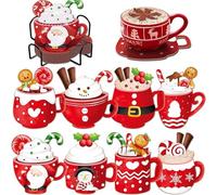 Satiskid 8 PCS Diamond Painting Coasters - 5D DIY Red Dessert Cup Pattern Non Slip Coasters for Home Room, Kitchen, Bar Decoration
