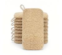 Satiskid 8pcs Natural Loofah Sponge with Hanging Loop, Compostable Refill Sponges for Washing Up, Eco-Friendly Kitchen Sponges for Dishes & Body Exfoliator for Shower, 9x7cm