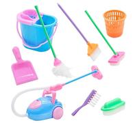 Satiskid 9 PCS Miniature Dollhouse Cleaning Supplies, Miniature Vacuum Cleaner, Mop, Broom, Dustpan, Brush, Cute Cleaning Supplies Tools, Miniature Furniture Dollhouse Decoration Accessories