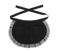 Satiskid Anti-Dirt Waist Apron with Pockets for Women, Maid Costume, Retro Lace Frilly Short Apron for Home Kitchen Restaurant Work, Waitress, Waiter, Cooking, Baking (Black)