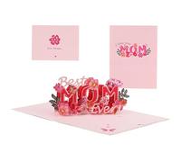 Satiskid Best Mom Ever 3D Pop up Card, Floral Greeting Card with Envelopes for Mother's Day, Mothers Day Gifts for Mom, Grandma, Wife, Step-Mom, Mother-in-Law or Friend (pink)
