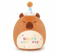 Satiskid Capybara Plush Toy, 23cm Soft Squishy Stuffed Animal with Happy Birthday Design, Cute Capybara Pillow for Kids & Capybara Lovers