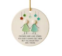 Satiskid Ceramic Hanging Friendship Ornament Gift, Hand-in-Hand 2D Pattern Round Keepsake, Sentimental Friendship Gifts for Women Bestie, Leaving Present Retirement Gifts Graduation