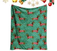 Satiskid Christmas Blanket Throw, 100 x 150cm Green Dachshund Home Decorative Blanket, Warm Flannel Blanket for Sofa Couch Bed Travel, Warm Cozy Christmas Blanket (Green)