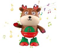 Satiskid Christmas Electric Light Music and Walking Swinging Elk Doll,AA Battery Powered Dancing Hands and Feet Blinking Eyes Kids Elk Toy,Christmas Party Decoration Ornament Gift