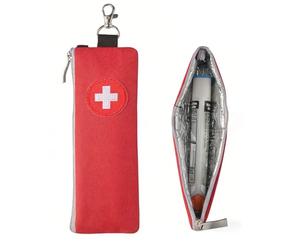 Satiskid EpiPen Carry Case, Portable Emergency Medical Pouch for Two Pens, Insulated Epipen Carrier with Keychain Clip & Medical Alert Tag, High-Visibility Red for Allergy & Diabetes