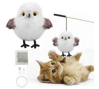 Satiskid Flapping Bird Cat Toy, Simulated Bird, Rechargeable Automatic Flapping Wings Chirping Birds Chase Toy for Indoor Cats, Interactive Cat Toys, Catnip Toys (White)