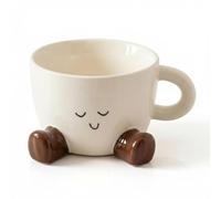 Satiskid Funny Coffee Mug, Novelty Ceramic Tea Cup with Feet, 300ml Funny Feet Mug with Expressive Face, Thermal Insulated Decorative Cup for Home Office Desk, Gift for Women Men