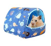 Satiskid Hamster Bed, Winter Warme Cozy Cave with Hanging Hook for Chinchillas, Hamsters, Mini Hedgehog, Budgerigar, Peony Parrot or Other Small Pets (Blue)