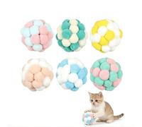 Satiskid Pack of 6 Cat Toy Balls with Bell, Colourful Macaron Felt Balls for Cats - Soft Interactive Cat Toy for Chewing, Scratching & Hunting