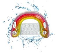Satiskid Rainbow Pool Lounger, Inflatable Water Hammock, Portable Inflatable Rafts, Sitting Inflatable Lounge Float with 2 Cup Holders for Adults and Kids, U-Seat Floating Lounger for Pool