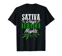 Sativa Days Indica Nights Weed Marijuana Smoker Stoner Gift T-Shirt