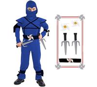 SATKULL Kids Ninja Costume - Deluxe Ninja Role Playing Costume (Kids-S-4/5T)
