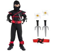 SATKULL Kids Ninja Costumes Boys Halloween Ninja Costume Deluxe Ninjas Suit Foam Accessories Toys for Halloween Party(Kids-M-6/7T)