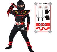 SATKULL Ninja Costume Set for Kids Boy Halloween Cosplay Ninja Costumes Dragon Ninjas Muscle Costume
