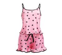 Satohom Womens 2pcs Pyjamas Sets Ice Silk Satin Loungewear Love Printed Sexy Adjustable Spaghetti Straps Cami Short Sleeve Shirt Sleepwear Ladies Summer Suspender Home Clothes Set Soft Pjs Pink