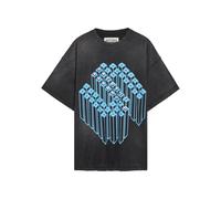 Satoshi Nakamoto Gridlock Embellished Distressed Cotton T-shirt - Black Other - S