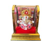 Satre Online and Marketing Big Ganesha Idol in Glass, Pagdi Ganesha, Ganesha Idol for Car, Home, Office Decor, 4.3 Inch Height