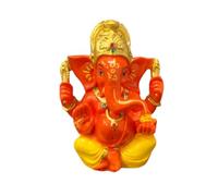Satre Online and Marketing Big Ganesha Pagdi Idol for Home Decor 5.2 Inch - Orange