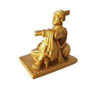 Satre Online and Marketing Chhatrapati Shivaji Maharaj Idol, Square Shape Sitting 3.5 Inch (Golden)