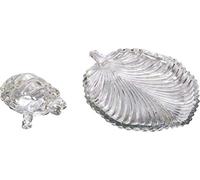 Satre Online And Marketing Crystal Glass Vastu & Feng Shui Turtle, Tortoise with Leaf Plate Set of 2 (2 Pieces)