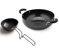 Satre Online and Marketing Hindalco Aluminium Cookware Kadai Pan Size No-13 with Tadka Pan Size No-5 Combo Set of 2 Pcs, color-Black