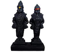 Satre Online And Marketing Lord Vitthal Rukmani Stand ldol, Statue of God Vitthal-Rukmani, Murti for Pooja Room, Home Temple Decor (5 Inch, Black)