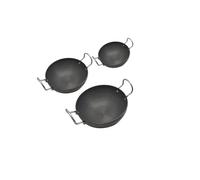 Satre Online and Marketing Mini Hindalco Aluminium Kadhai Set of 3 Pcs in Different Size Serving Bowls (2,3,4) - Color Black