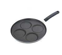 Satre Online and Marketing Non Stick Aluminium 4 Cavity Appam/Uttapam Maker/Dosa Pan with Round Side Handle (Black)
