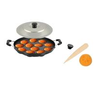 Satre Online And Marketing Non Stick Appam Pan with Steel Lid,12 Pits Appam Maker with Lid, Appa Chetty Paniyaram Pan Patra Tawa Non Stick Set of 1