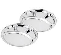 Satre Online And Marketing Round 4 Compartment Stainless Steel Lunch Plate Set of 2