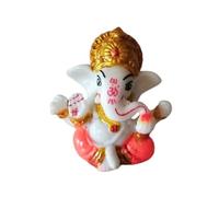 Satre Online and Marketing Small Pagdi Ganesha Statue for Home/Car/Office Decor,Ganesha Idol - 2.6 Inches (Orange)