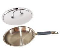 Satre Online and Marketing Stainless Steel Triply Fry Pan with Steel Lid, Fry Pan with Handle, Induction base, Fry Pan with Handel (Size No. 26)
