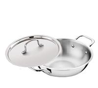 Satre Online and Marketing Stainless Steel Triply Kadhai With Steel Lid, Kadhai with Lid, Induction Base (Size No. 24)