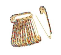 Satre Online and Marketing Umbrella Shape Multi Color Diamond Safety Pin or Saree Pin, Size No. 4 (12 Pcs)