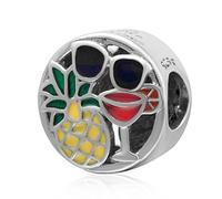 Sattie Sterling Silver Pineapple Sunglasses Wine Cup Anniversary Charm for Pandora Bracelet
