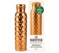 Sattva Ayurveda Copper Water Bottle 950 ml - Diamond Design - 99.94% Pure Copper - Ayurvedic Water Bottle - Handmade & Leak-Proof - Detox - No Plastic