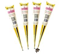 Sattva Ayurveda Natural Brown Henna Tattoo Colour - Perfect for Brown Tattoo Designs and Freckles - Ammonia Free and PPD Free - 4 Cones x 30g