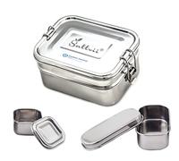 Sattvii stainless steel Eco Lunchbox & Breadbox | TÜV approved | Size S | Small | Total volume 1000 ml | Double decker | Children | Outdoor | School