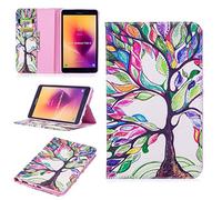 SATURCASE Beautiful Pattern PU Leather Flip Wallet Stand Card Slots Protective Case Cover for Samsung Galaxy Tab A 8.0 (2017) SM-T380 T385 (BFP-1)