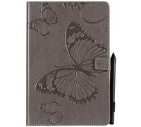 SATURCASE Butterfly Embossing PU Leather Flip Magnet Wallet Stand Card Slots Protective Case Cover for Samsung Galaxy Tab S4 10.5 SM-T830 T835 (BU-Gray)