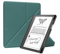 SATURCASE Case for Amazon Kindle Scribe 10.2 2022/2024, PU Leather Silicone Flip Folio Foldable Transformer Stand Ultra Slim Light Protective Cover with Auto Sleep/Wake Function (Green)