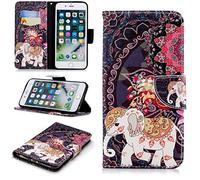 SATURCASE Case for Apple iPhone 7 Plus / 8 Plus, Unique Pattern PU Leather Flip Magnet Wallet Stand Card Slots Protective Cover for Apple iPhone 7 Plus / 8 Plus (BW-7)