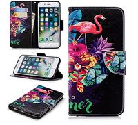 SATURCASE Case for Apple iPhone 7 Plus / 8 Plus, Unique Pattern PU Leather Flip Magnet Wallet Stand Card Slots Protective Cover for Apple iPhone 7 Plus / 8 Plus (BW-10)